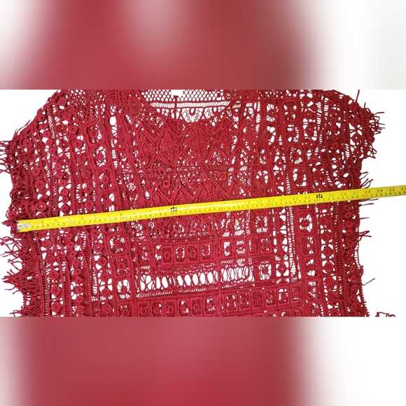Catherines Women's Top Red Wine color Crochet Top - Picture 7 of 9